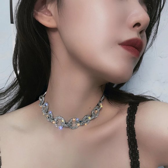 Rhinestone Choker Necklace - Picture 2 of 5